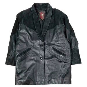 VINTAGE 100% Leather Jacket Paisley Suede Western Cowboy Coat Jacket Mens Medium